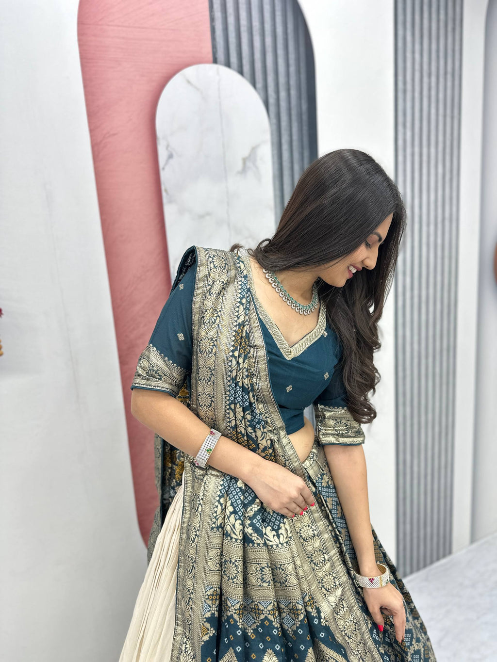 Anvisha Jacquard Saree Lehenga Choli