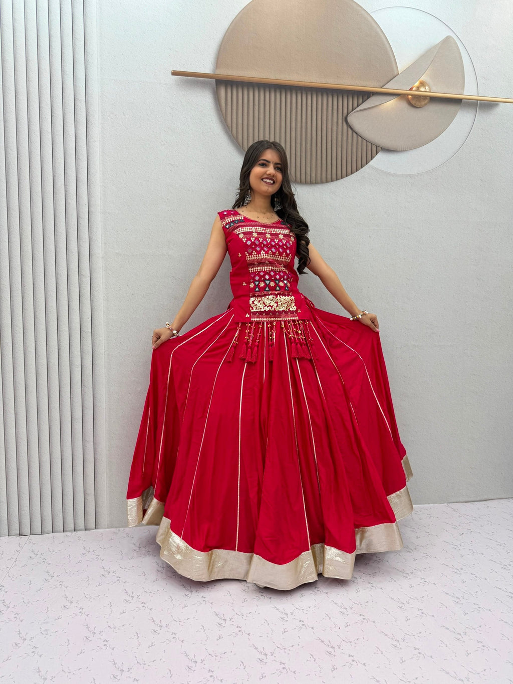 Arohi Pure Cotton Mirror Work Lehenga Choli