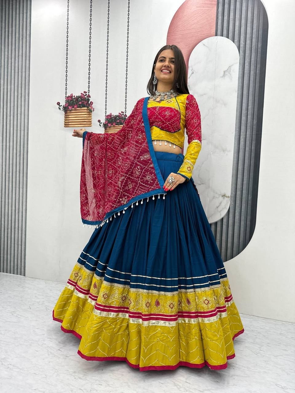 Meherika Riyon Cotton Embroidery Lace Lehenga Choli
