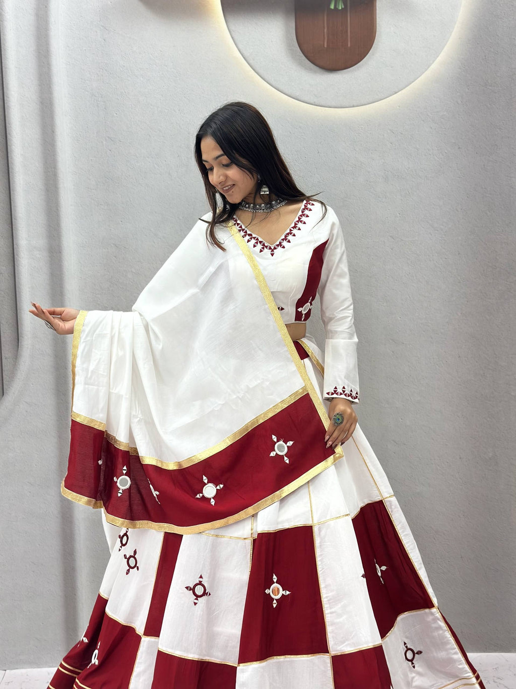 Ishani Pure Cotton Hand Mirror Lehenga Choli