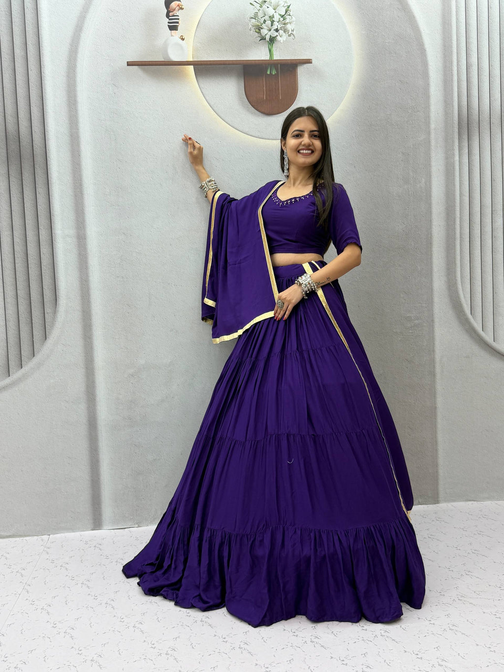 Niyara Rayon Cotton Mirror Work Lehenga Choli