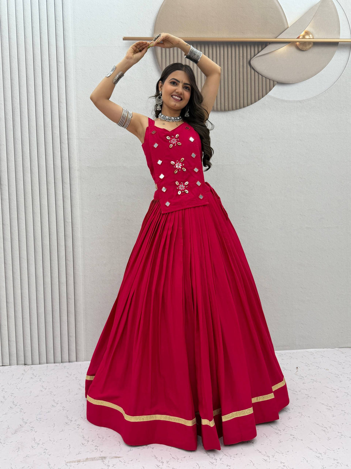 Sharvika Pure Cotton Kodi Mirror Lehenga Choli