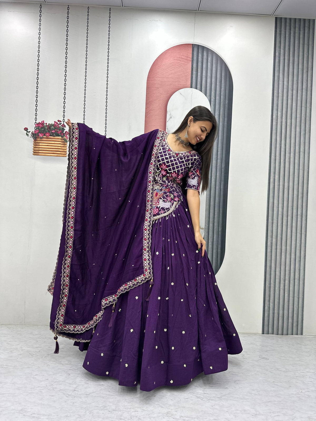 Aadhira Vichitra Silk Embroidery Sequin Lehenga Choli