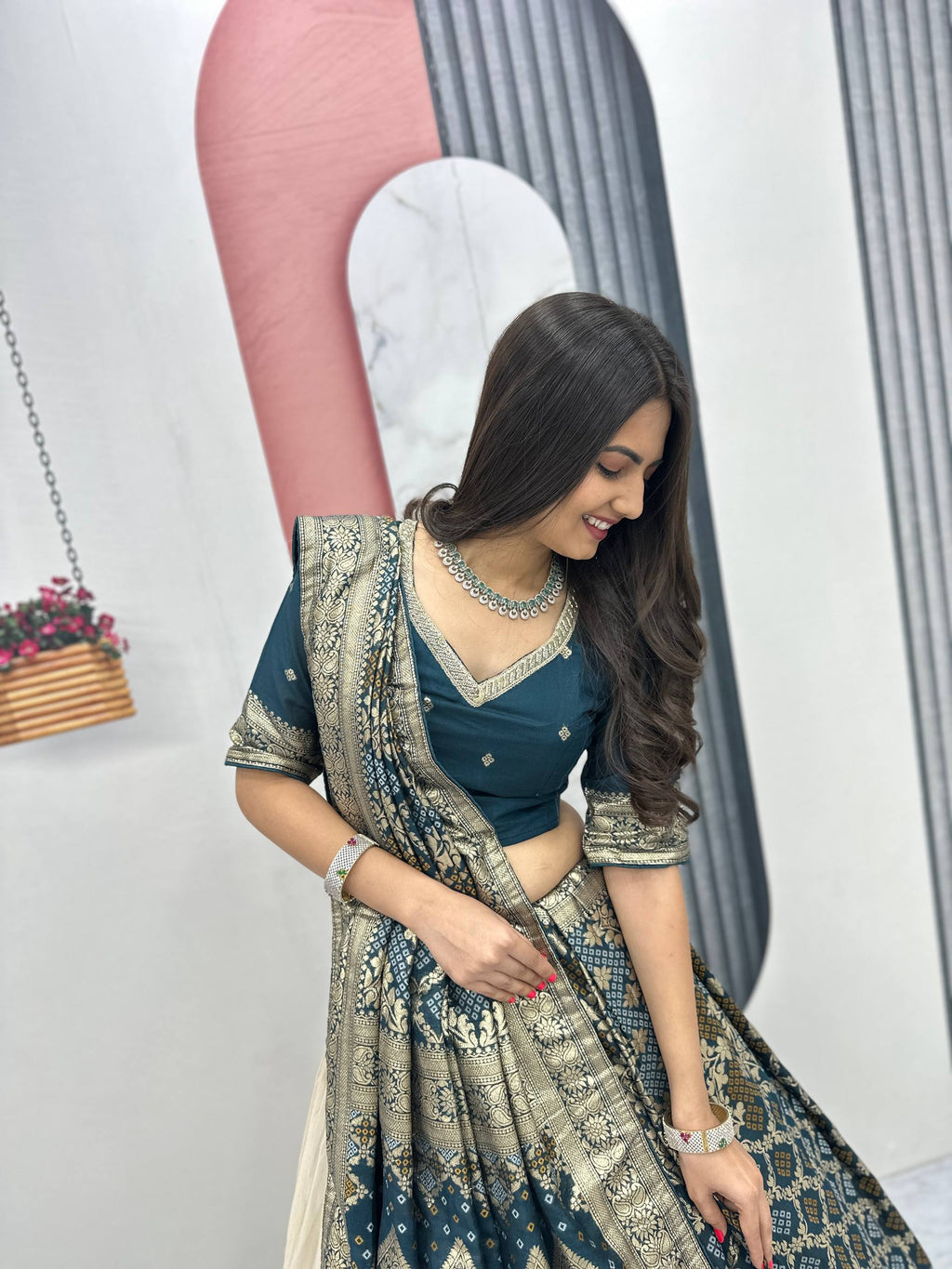 Anvisha Jacquard Saree Lehenga Choli