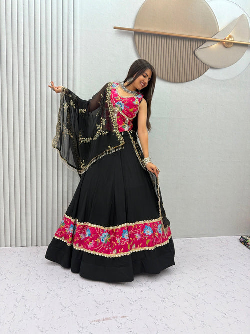 Anvayika Silk Mirror Work Lehenga Choli