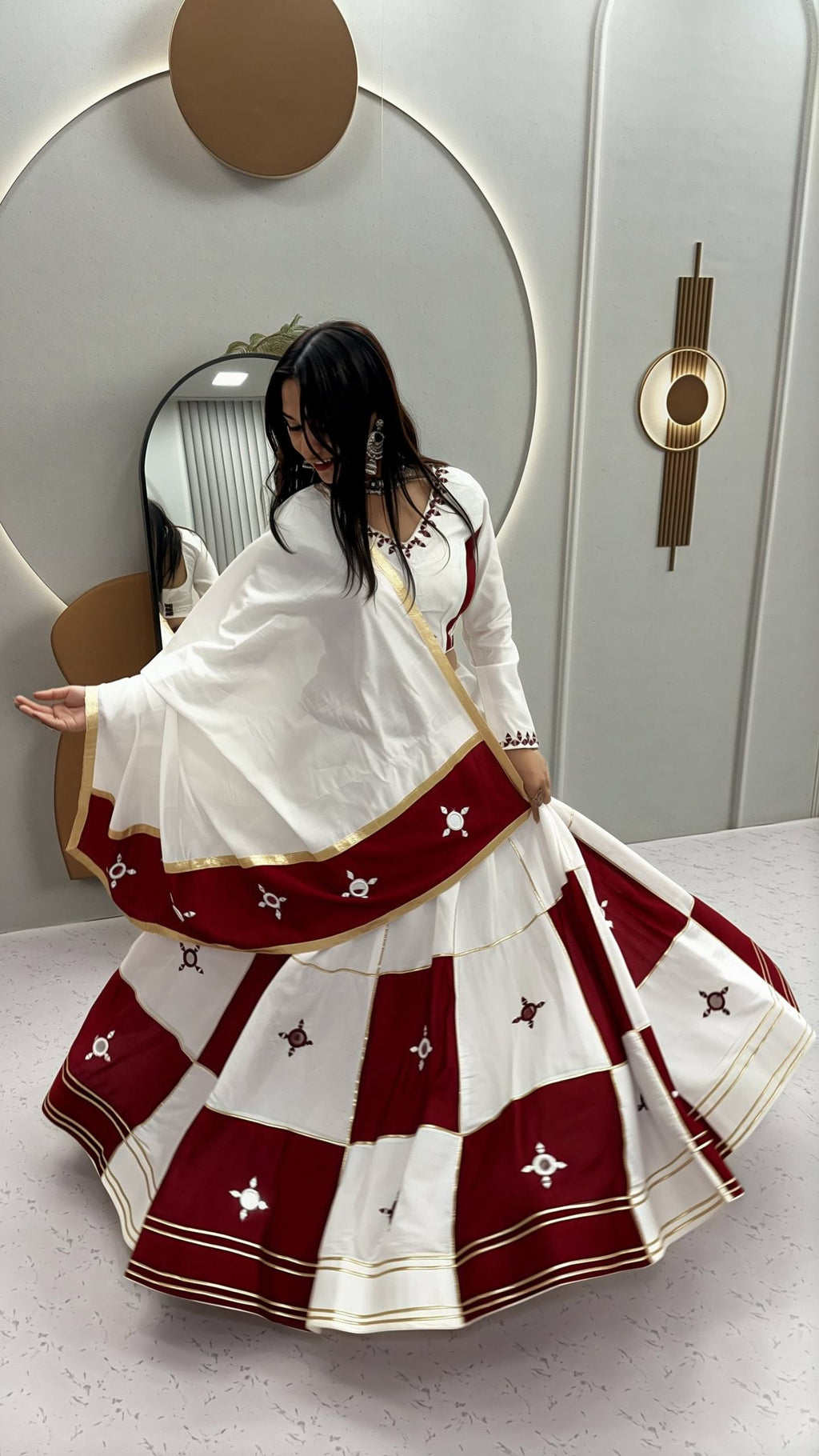 Ishani Pure Cotton Hand Mirror Lehenga Choli