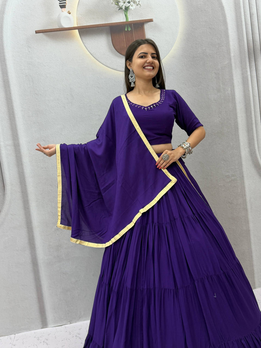 Niyara Rayon Cotton Mirror Work Lehenga Choli