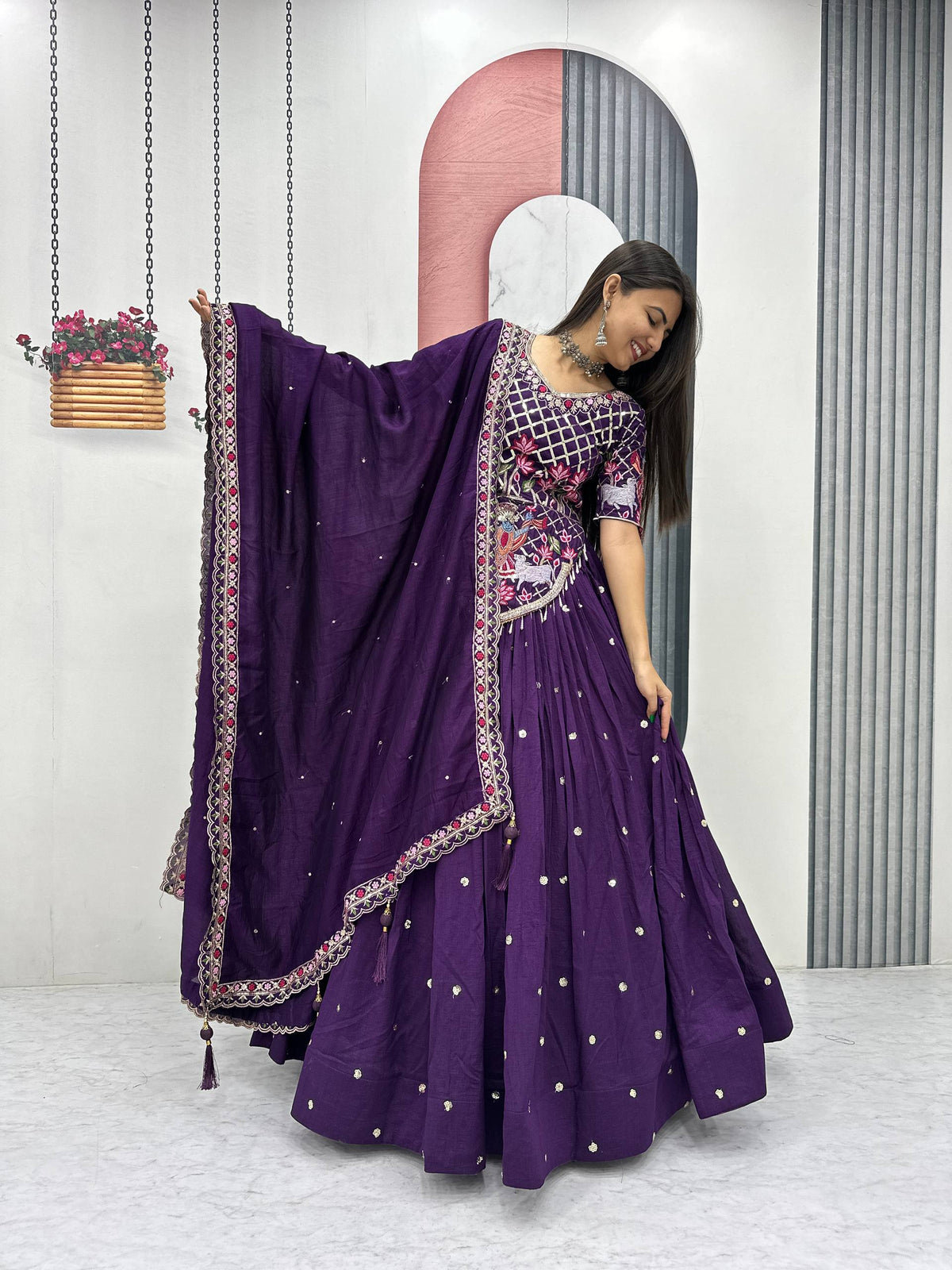 Aadhira Vichitra Silk Embroidery Sequin Lehenga Choli