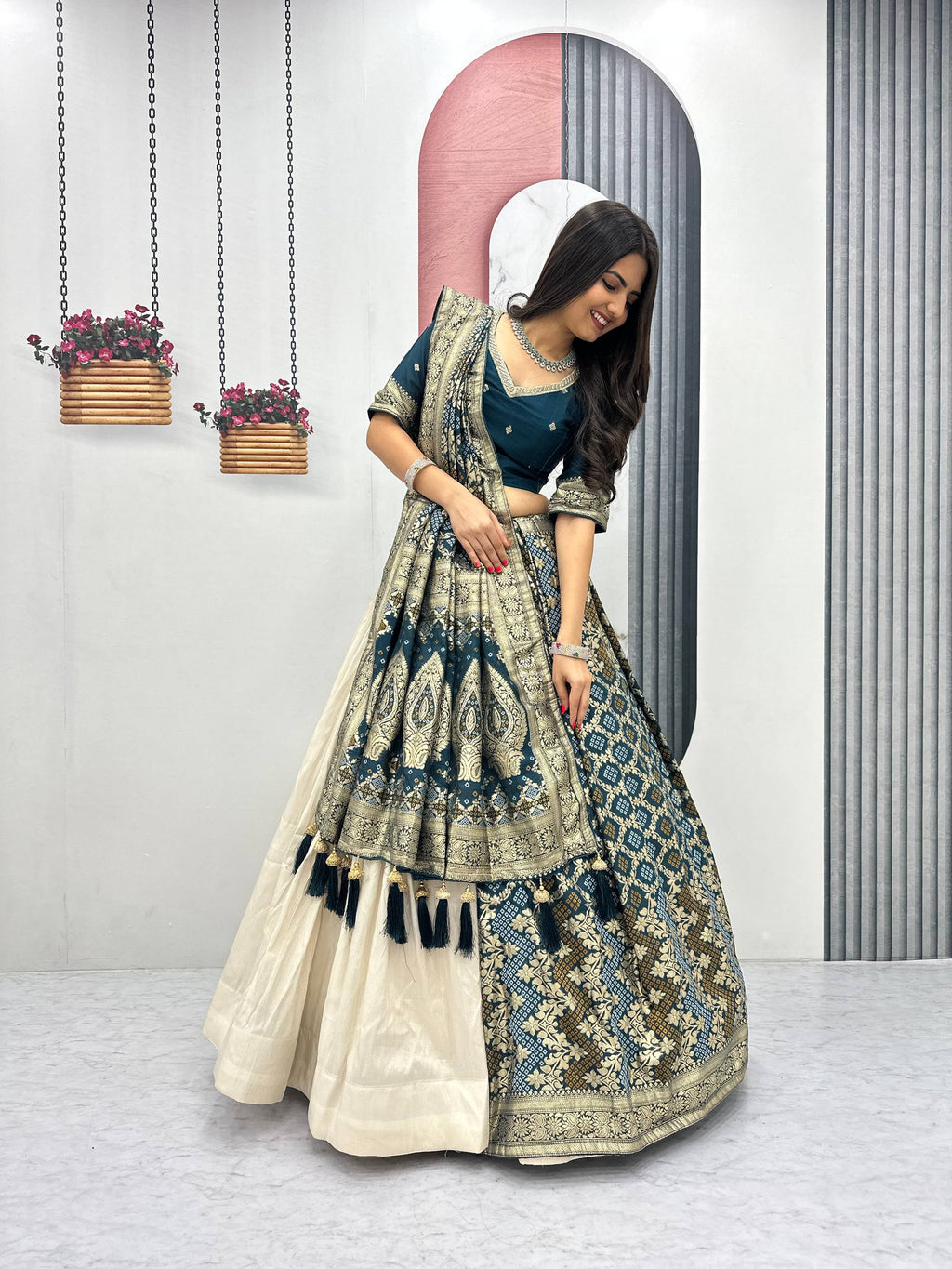 Anvisha Jacquard Saree Lehenga Choli