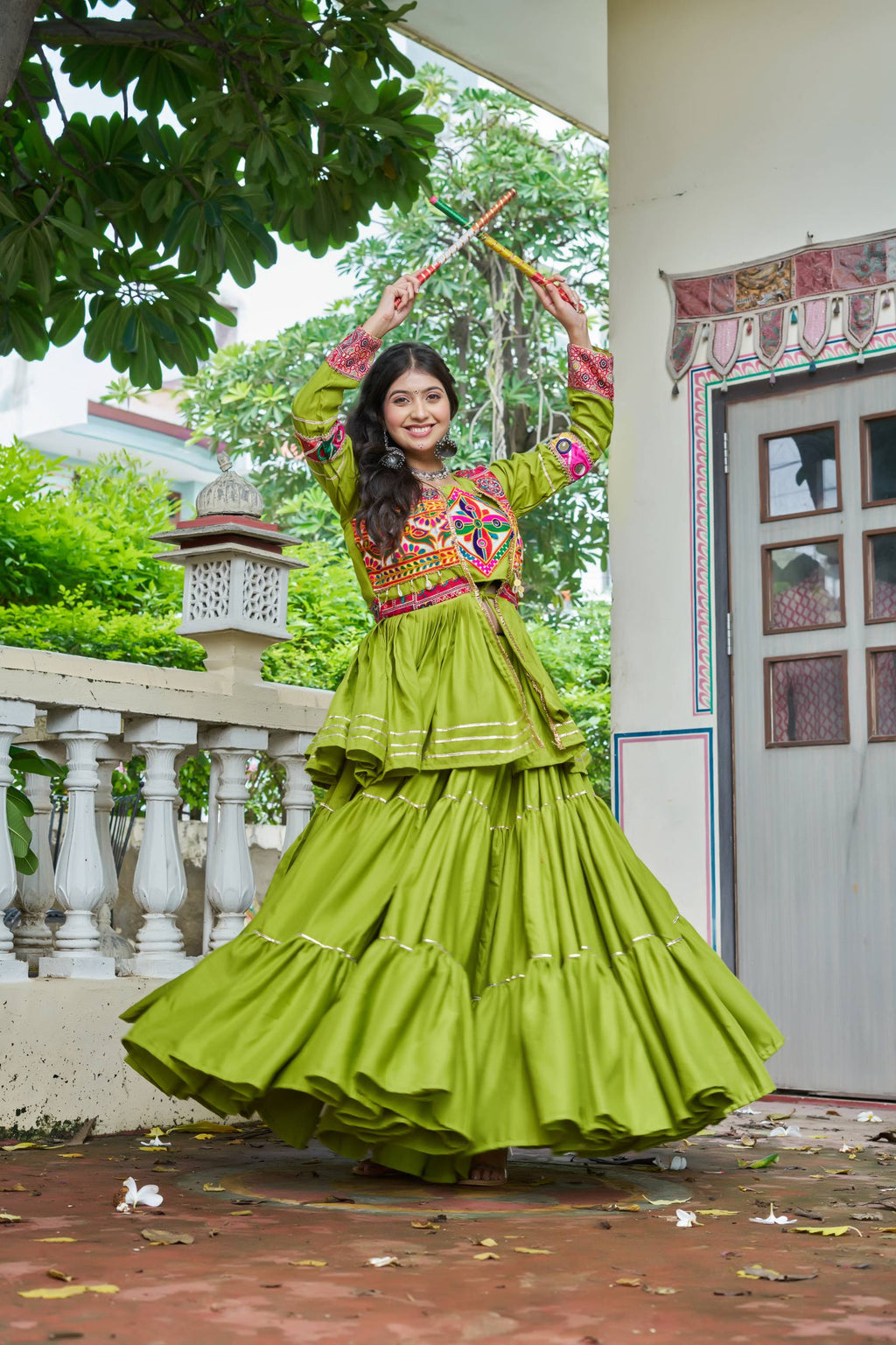 Mitali Pure Cotton Gamthi Work Lehenga Chol