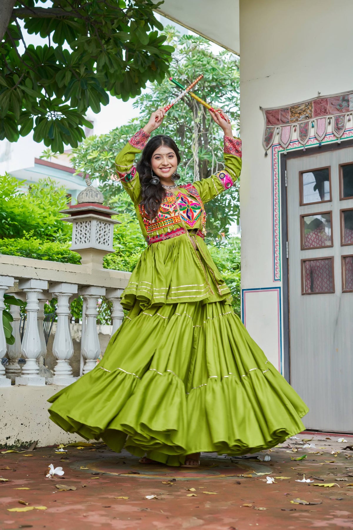 Mitali Pure Cotton Gamthi Work Lehenga Chol