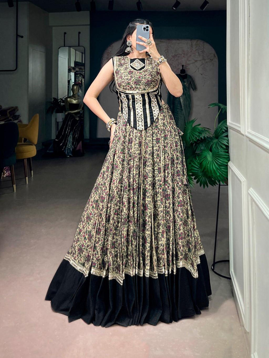 Siya Polyester Viscose Chanderi Lehenga