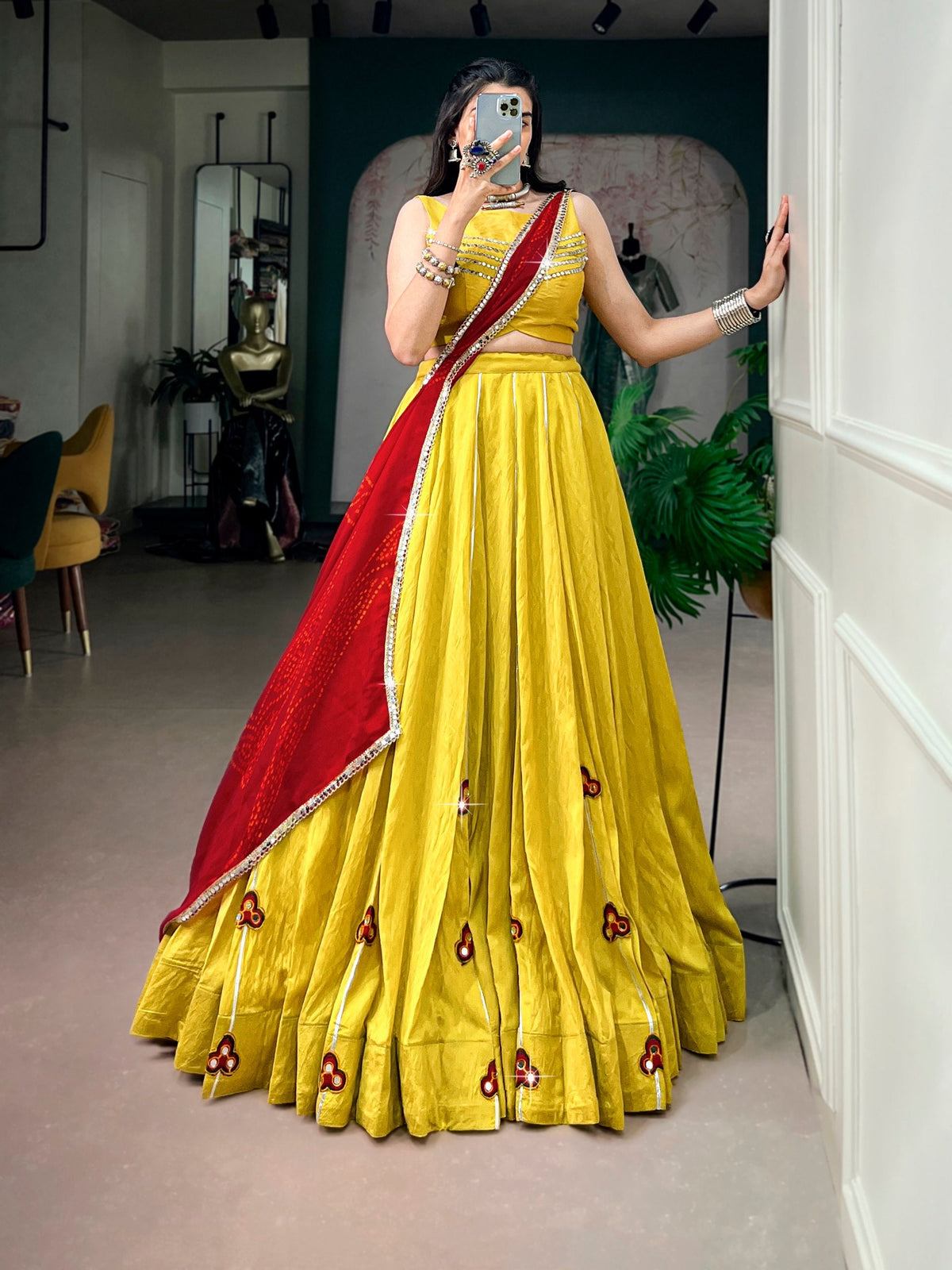Nandini Chanderi Mirror Gamthi Lehenga Choli