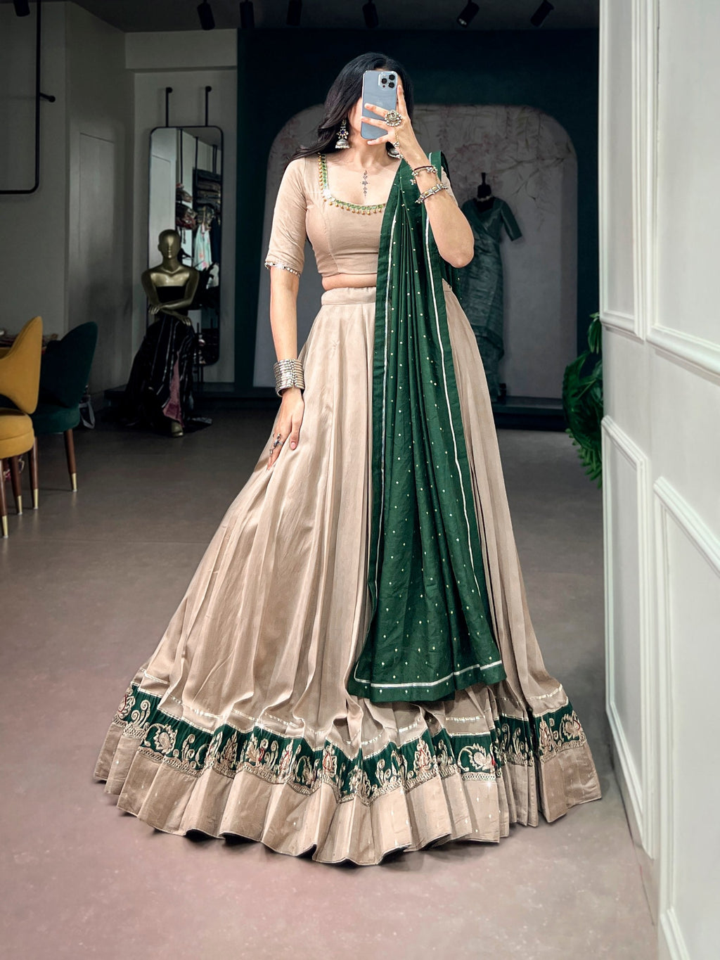 Mahika Chanderi Ghughri Mirror Lehenga Choli