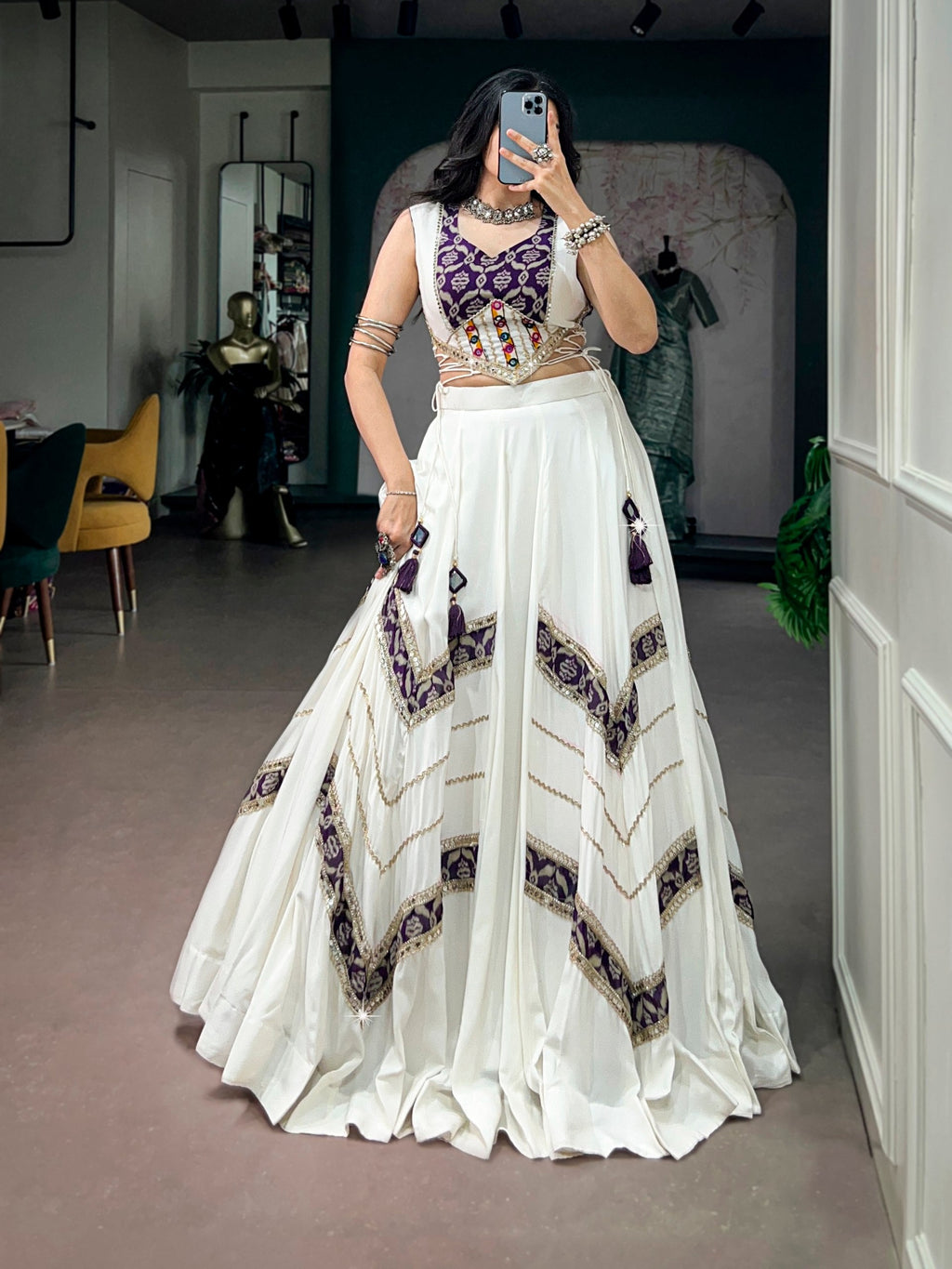 Prisha Rayon Gamthi Mirror Lehenga Choli