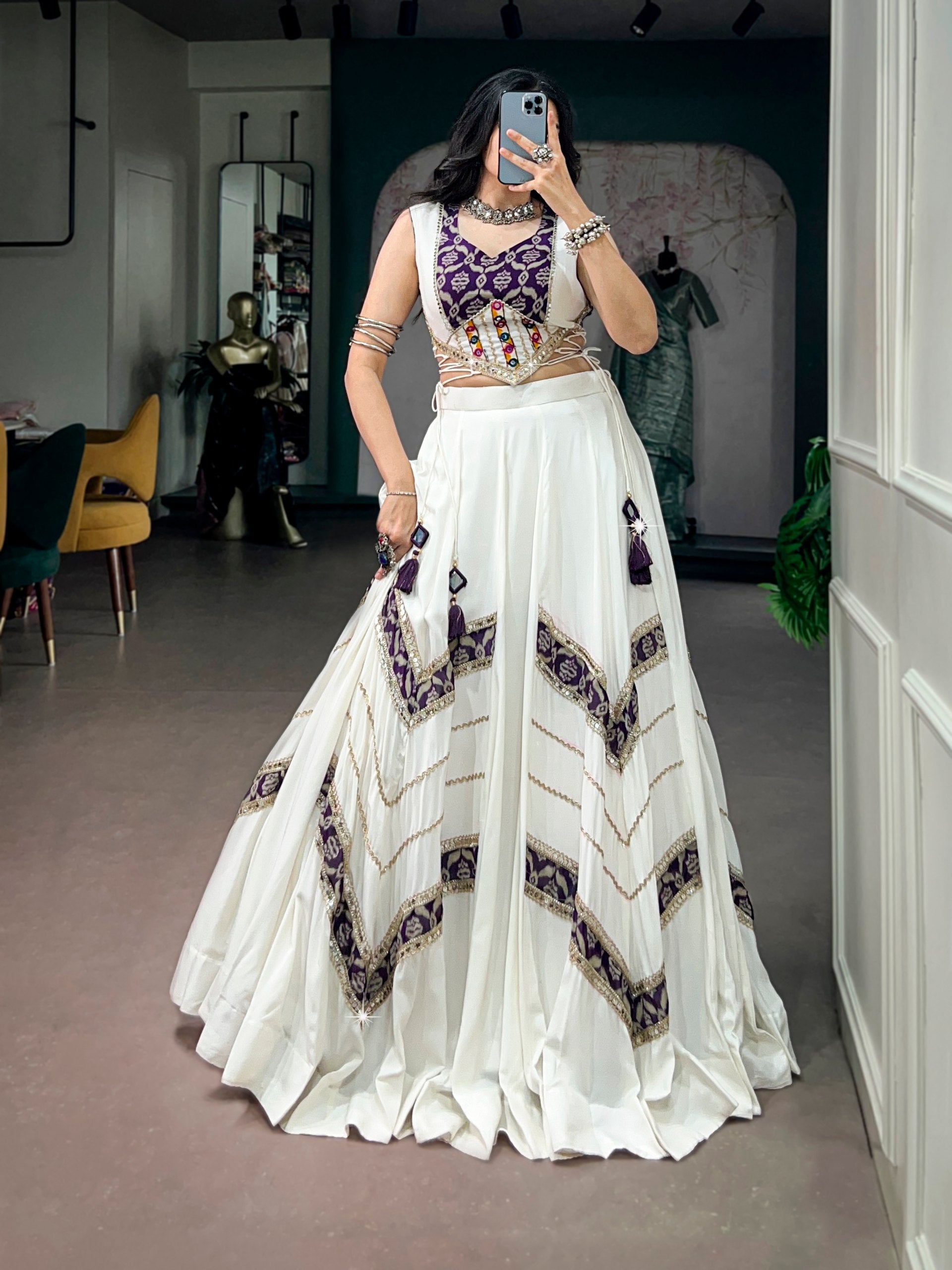 Prisha Rayon Gamthi Mirror Lehenga Choli