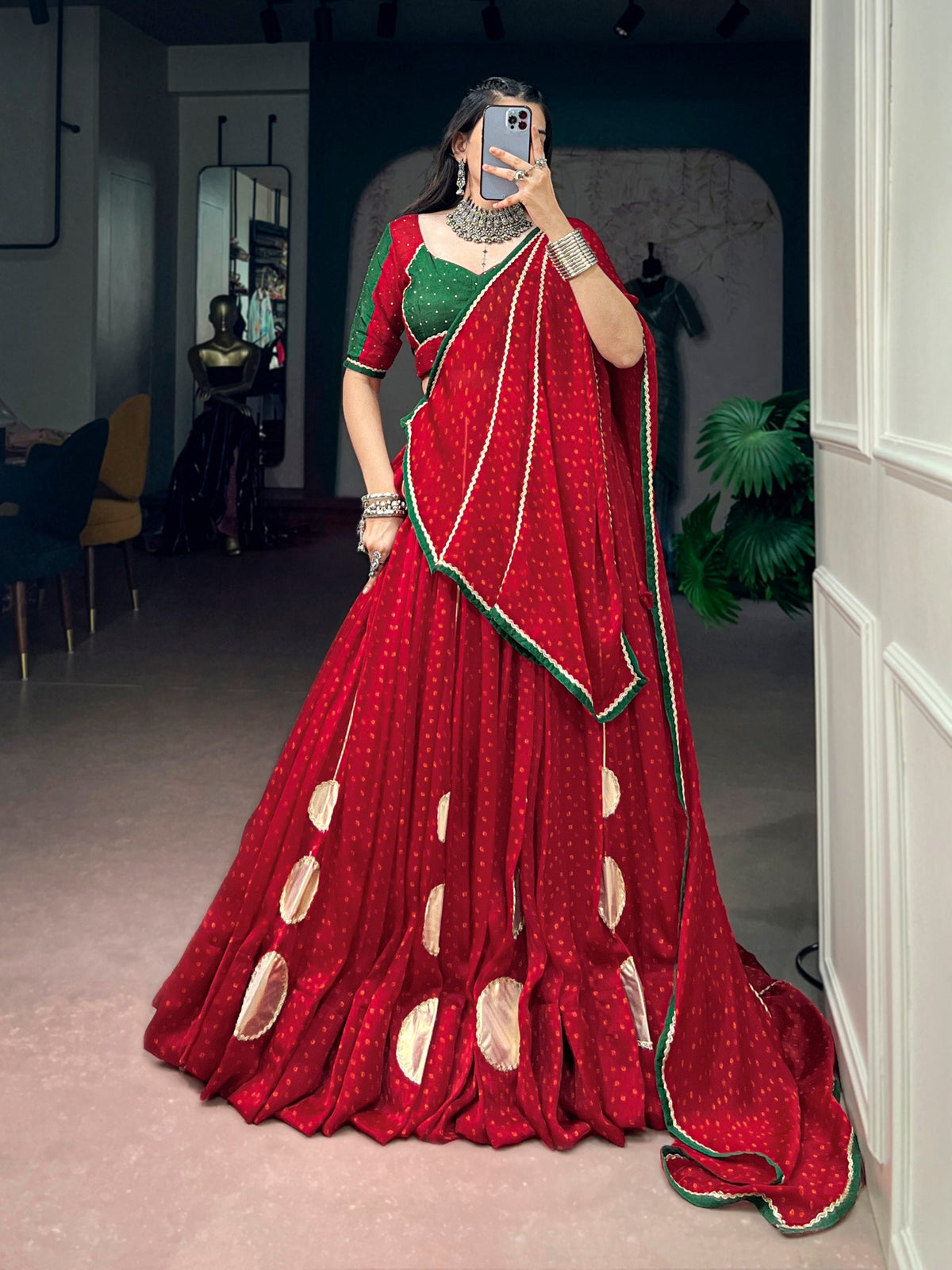 Kavisha Satin Chiffon Gotta Patch Lehenga Choli
