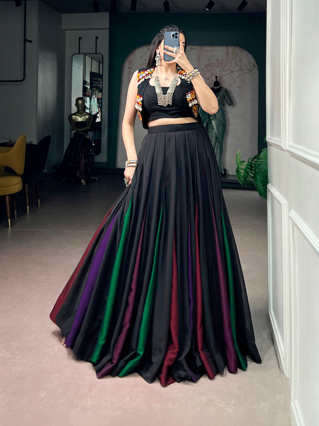 Tanisha Black Georgette Gamthi Lehenga Choli