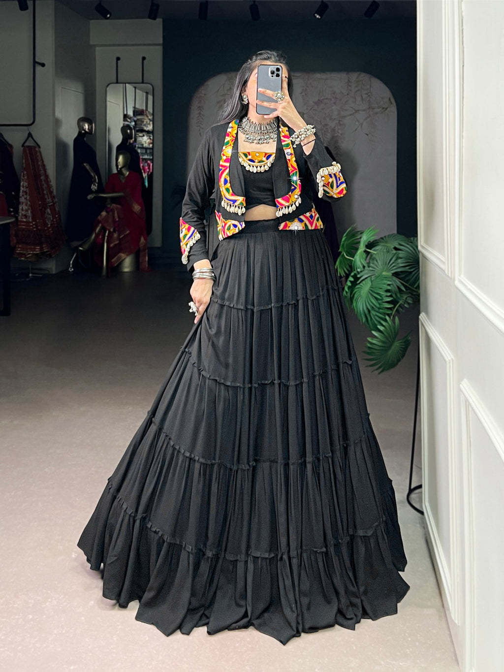 Saanvi Rayon Gamthi Mirror Lehenga Choli