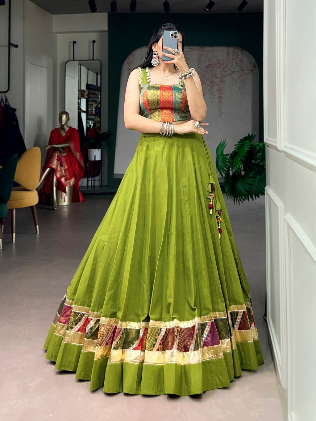 Anvika Cotton Zari Weaving Lehenga Choli