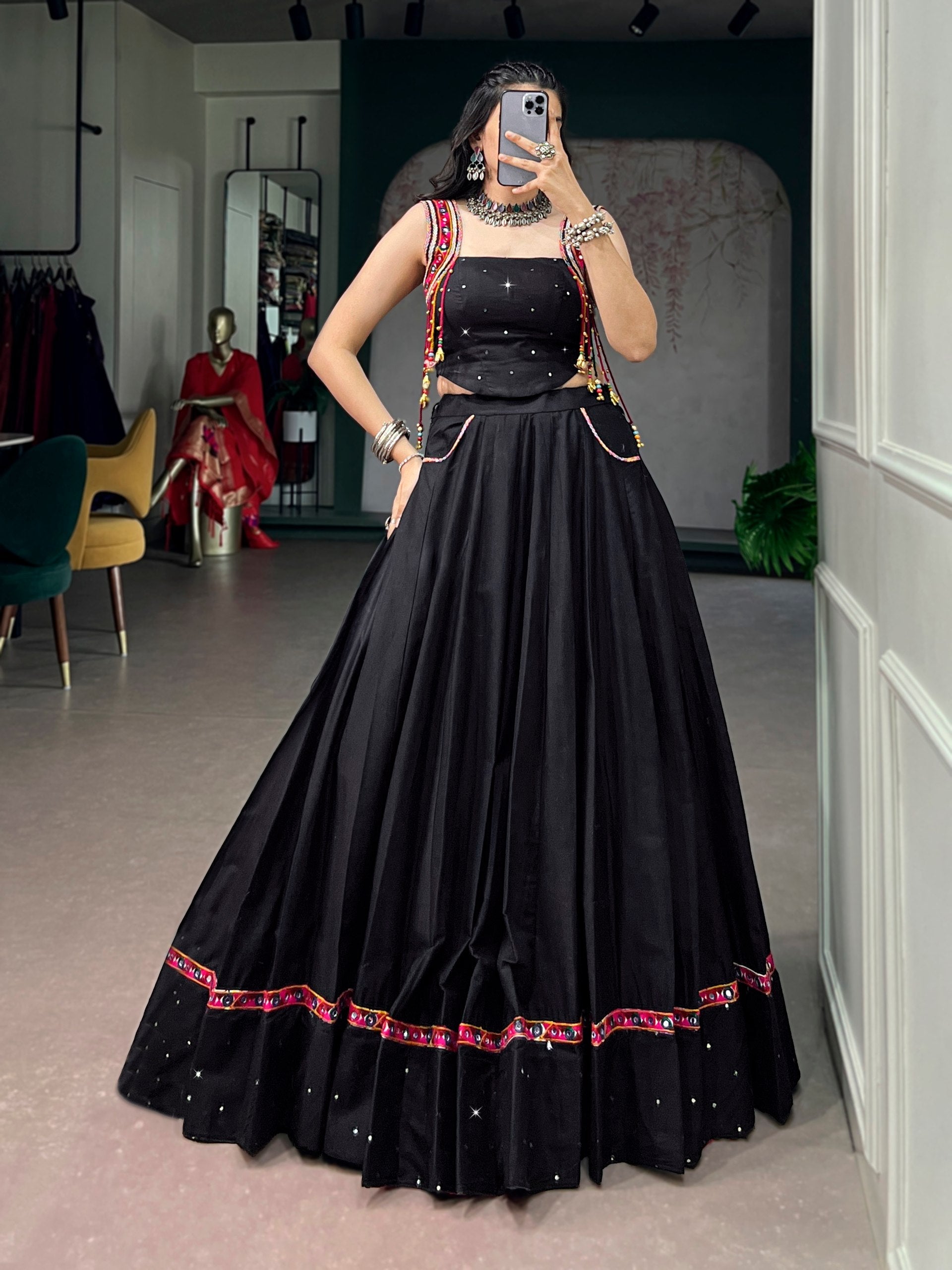 Avisha Pure Cotton Mirror Work Lehenga Choli
