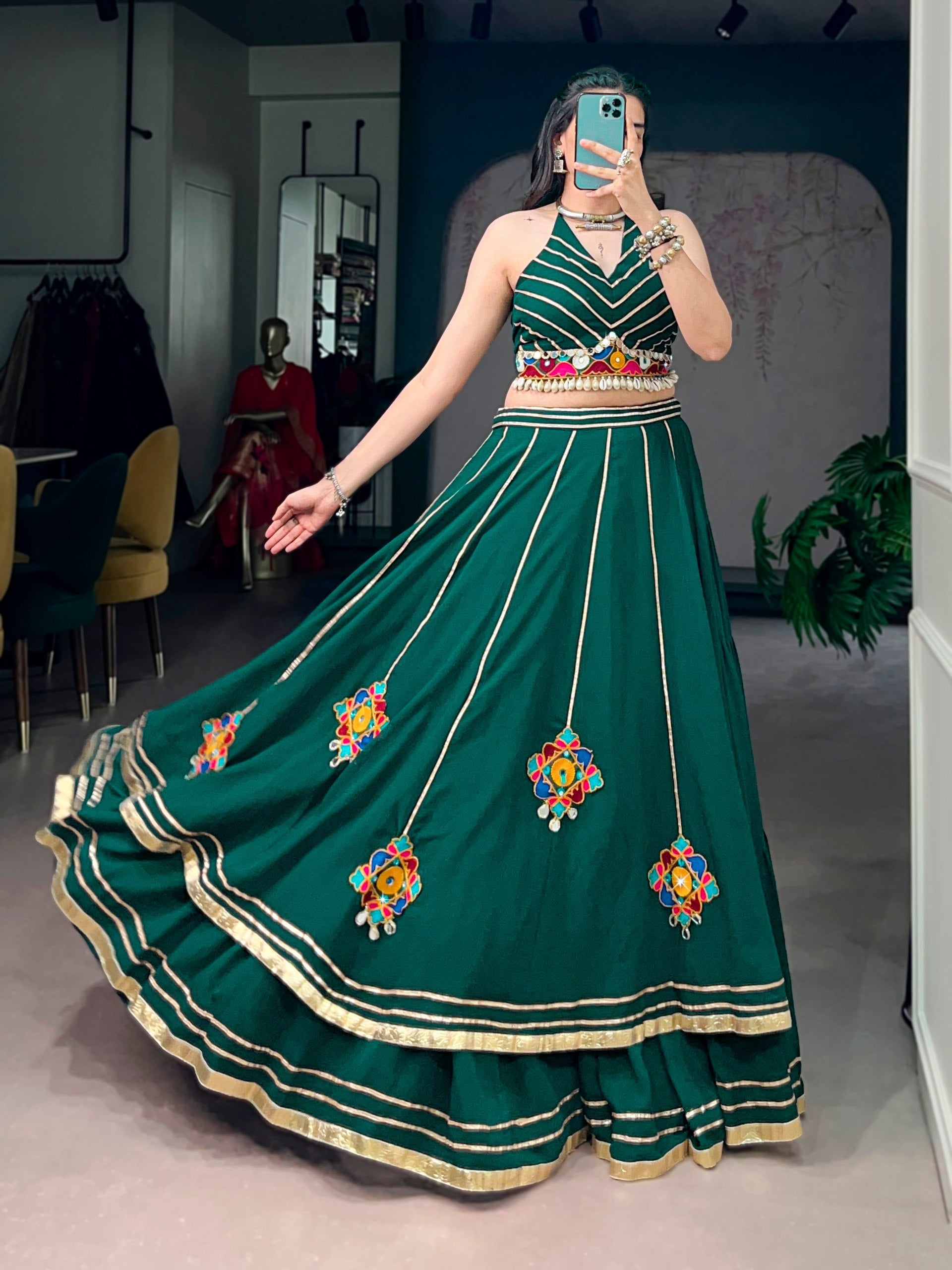 Sharanya Gamthi Mirror Work Lehenga Choli
