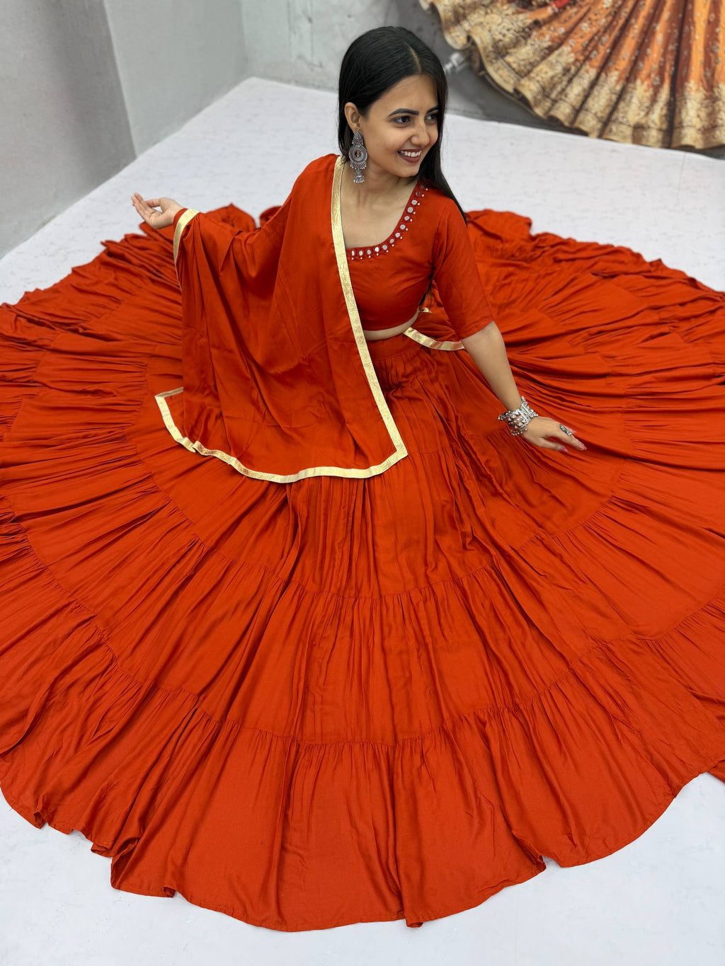 Niyara Rayon Cotton Mirror Work Lehenga Choli