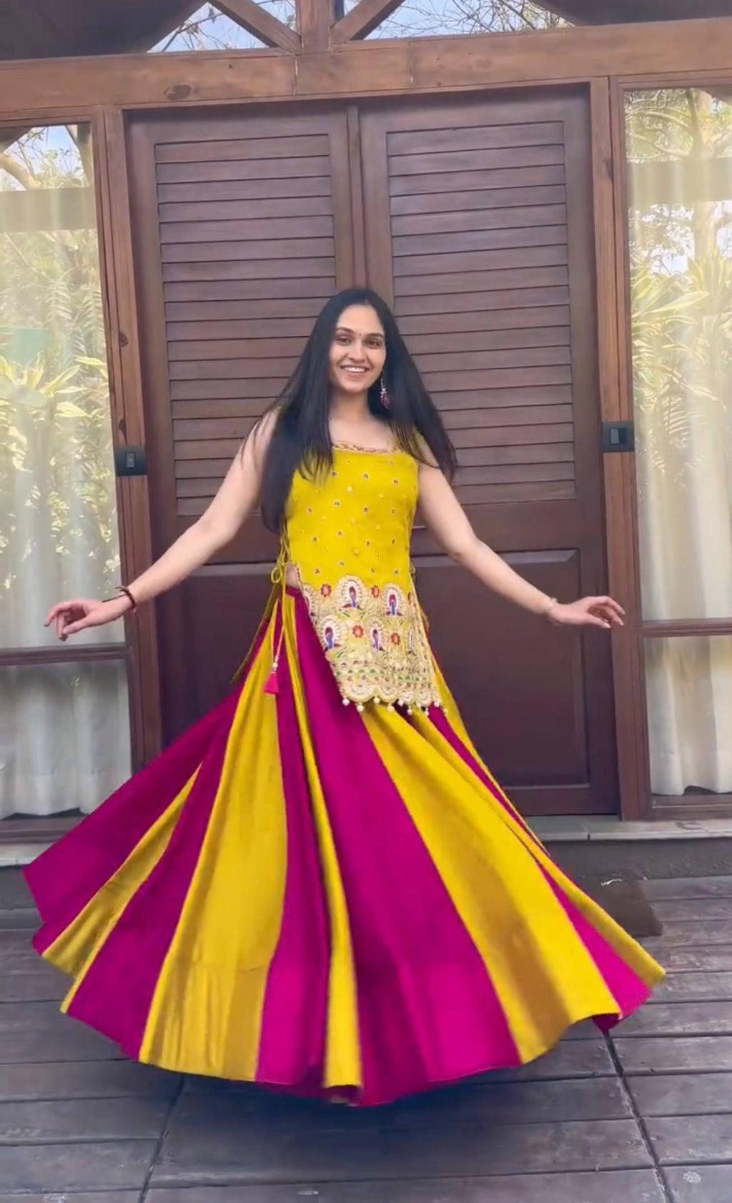 Aashvi Vichitra Silk Heavy Thread Shrug Lehenga Choli
