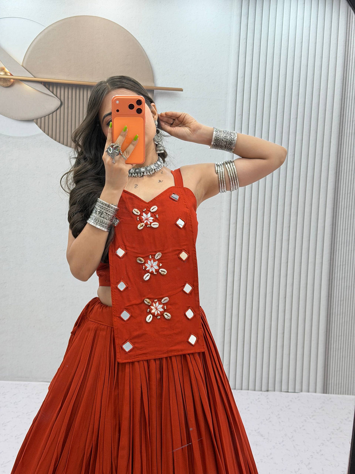 Sharvika Pure Cotton Kodi Mirror Lehenga Choli