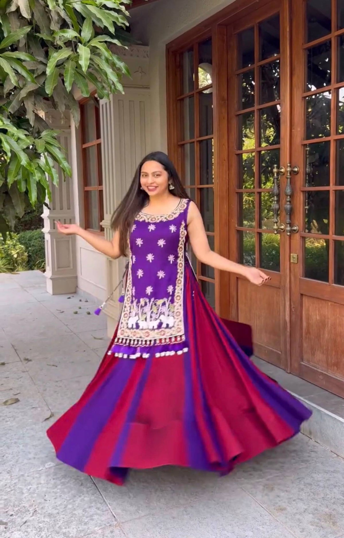 Reyanshi Vichitra Silk Heavy Thread Shrug Lehenga Choli