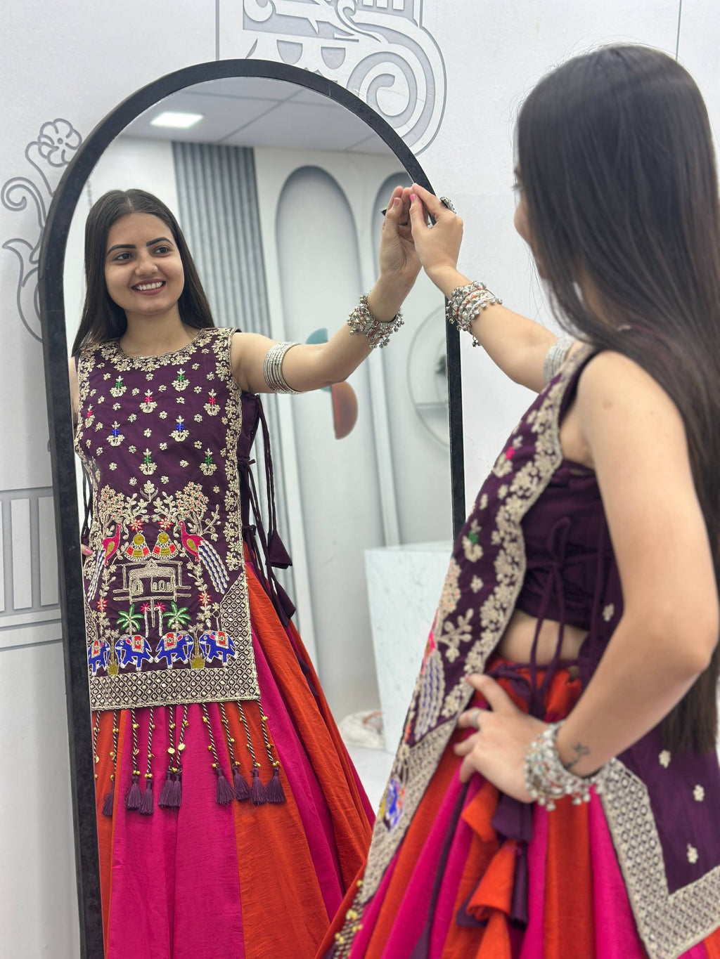 Sharvani Vichitra Silk Heavy Thread Shrug Lehenga Choli