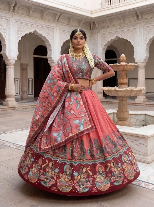 Aadhvika Chent Crep Kalamkari Lehenga Choli