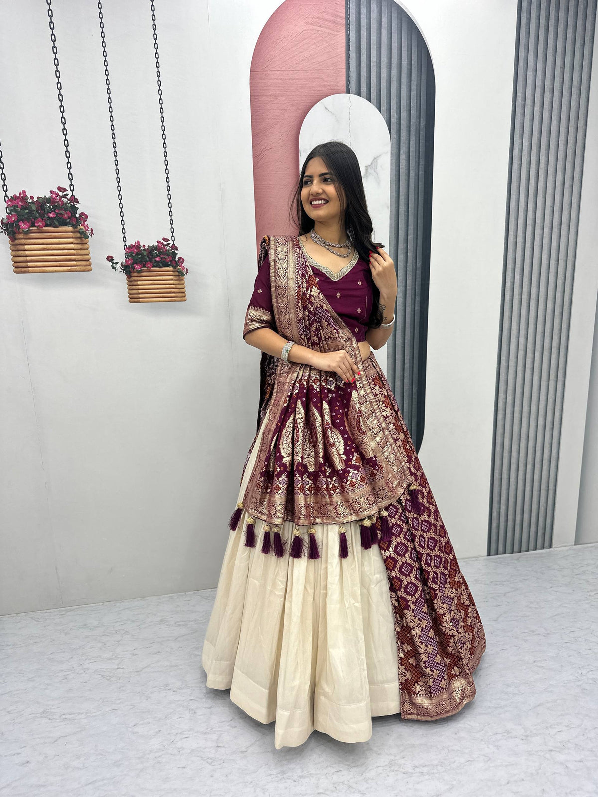 Anvisha Jacquard Saree Lehenga Choli