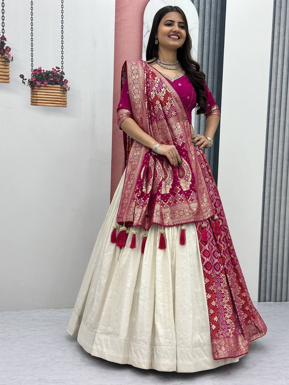 Anvisha Jacquard Saree Lehenga Choli