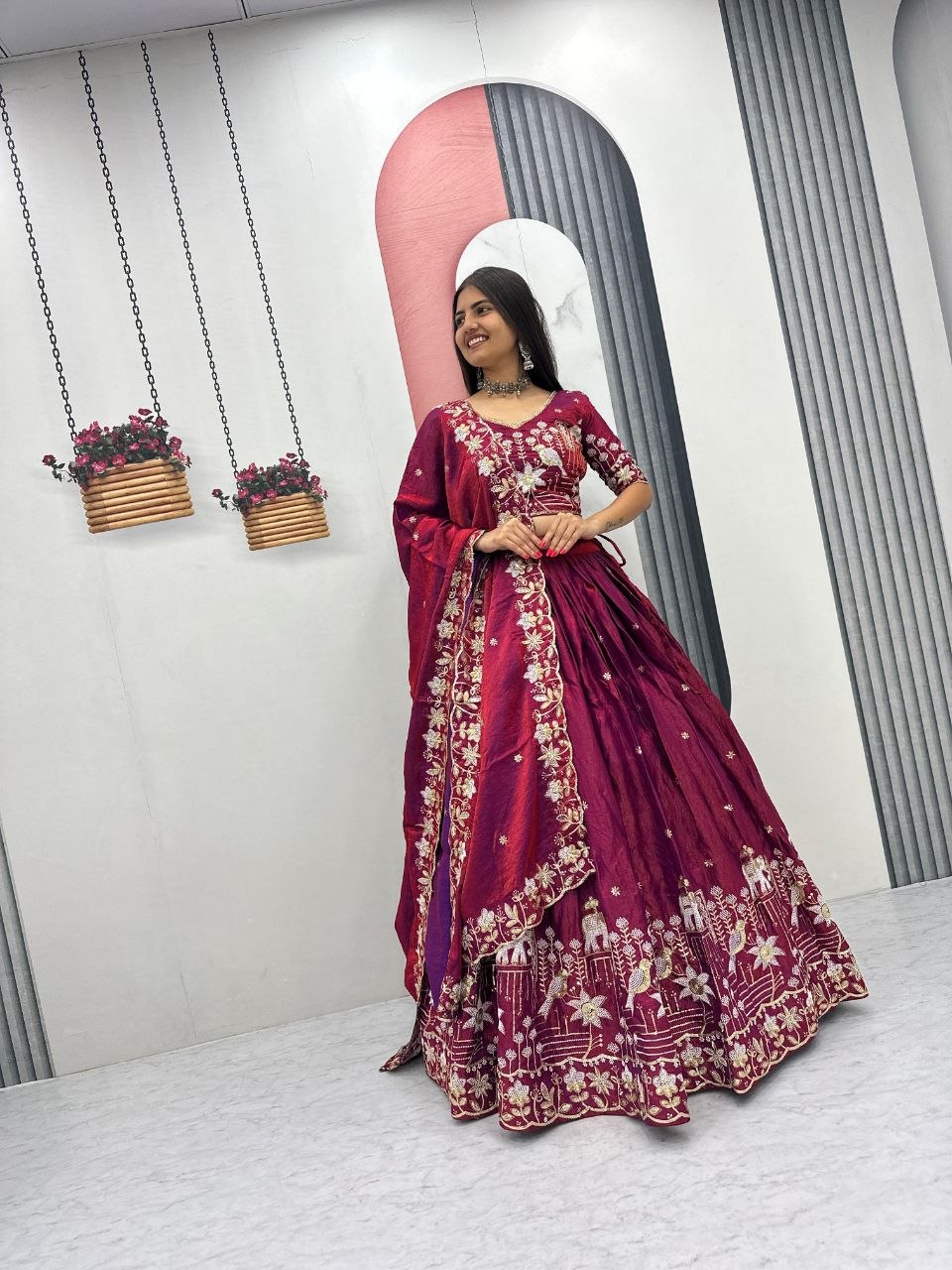 Zareen To Glass Silk Embroidery Lehenga Choli