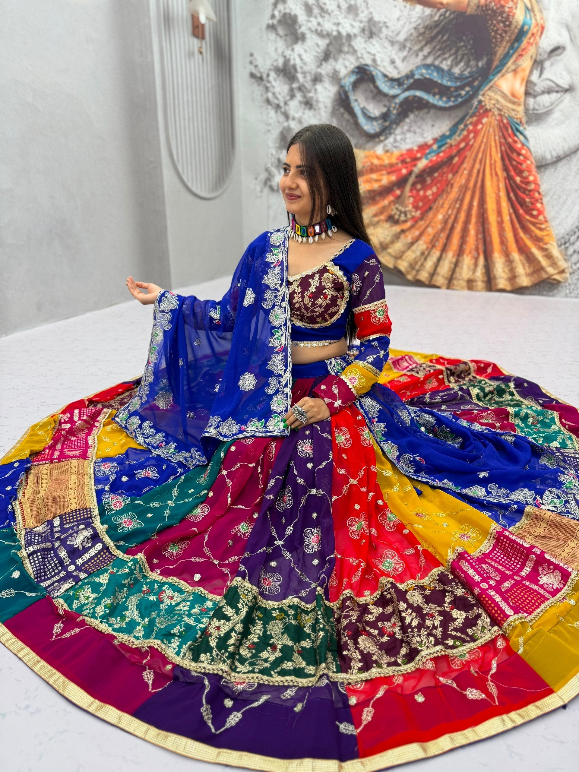 Kiara Fox Georgette Mirror Work Lehenga Choli