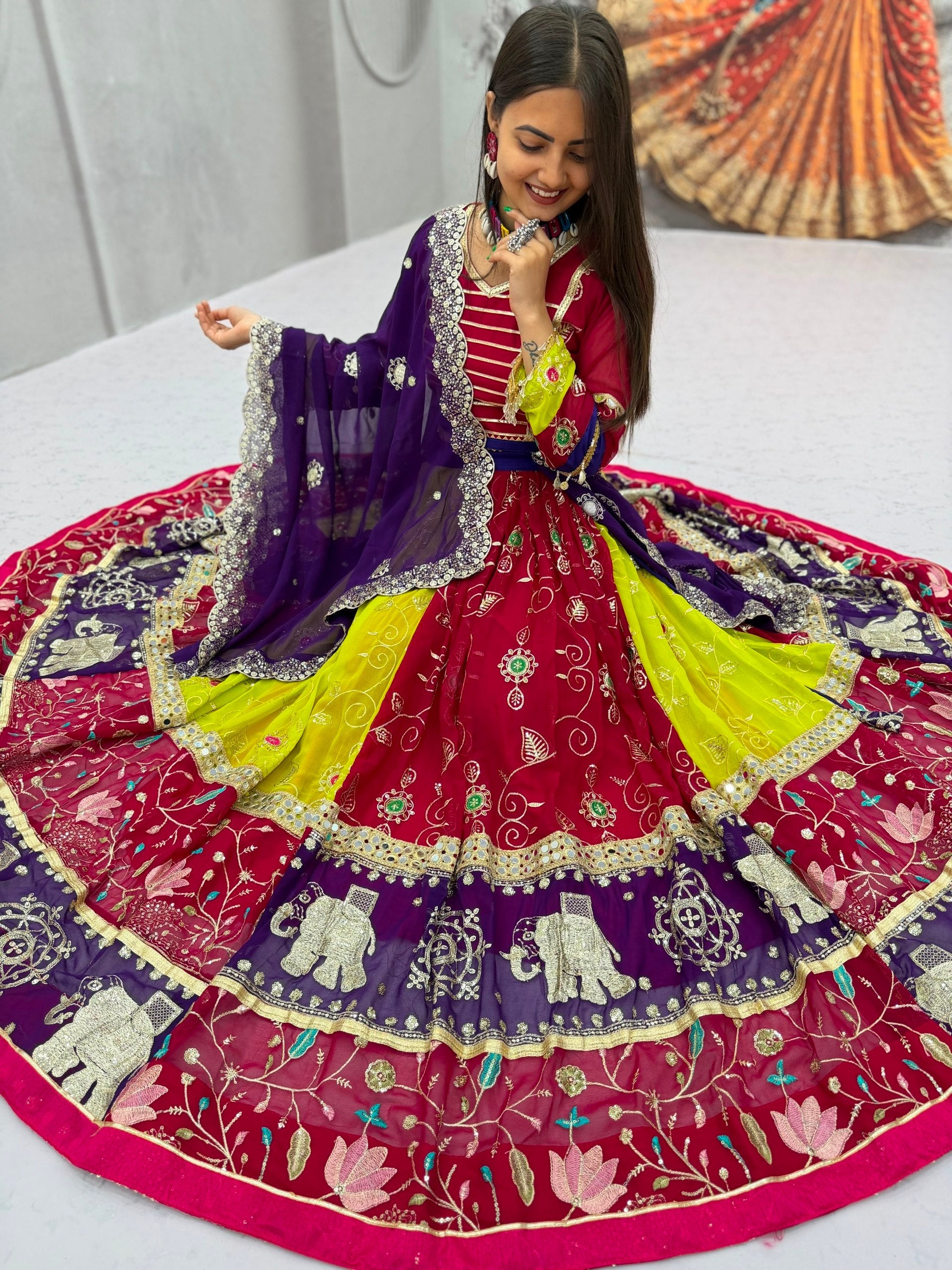 Ruhanika Fox Georgette Mirror Work Lehenga Choli