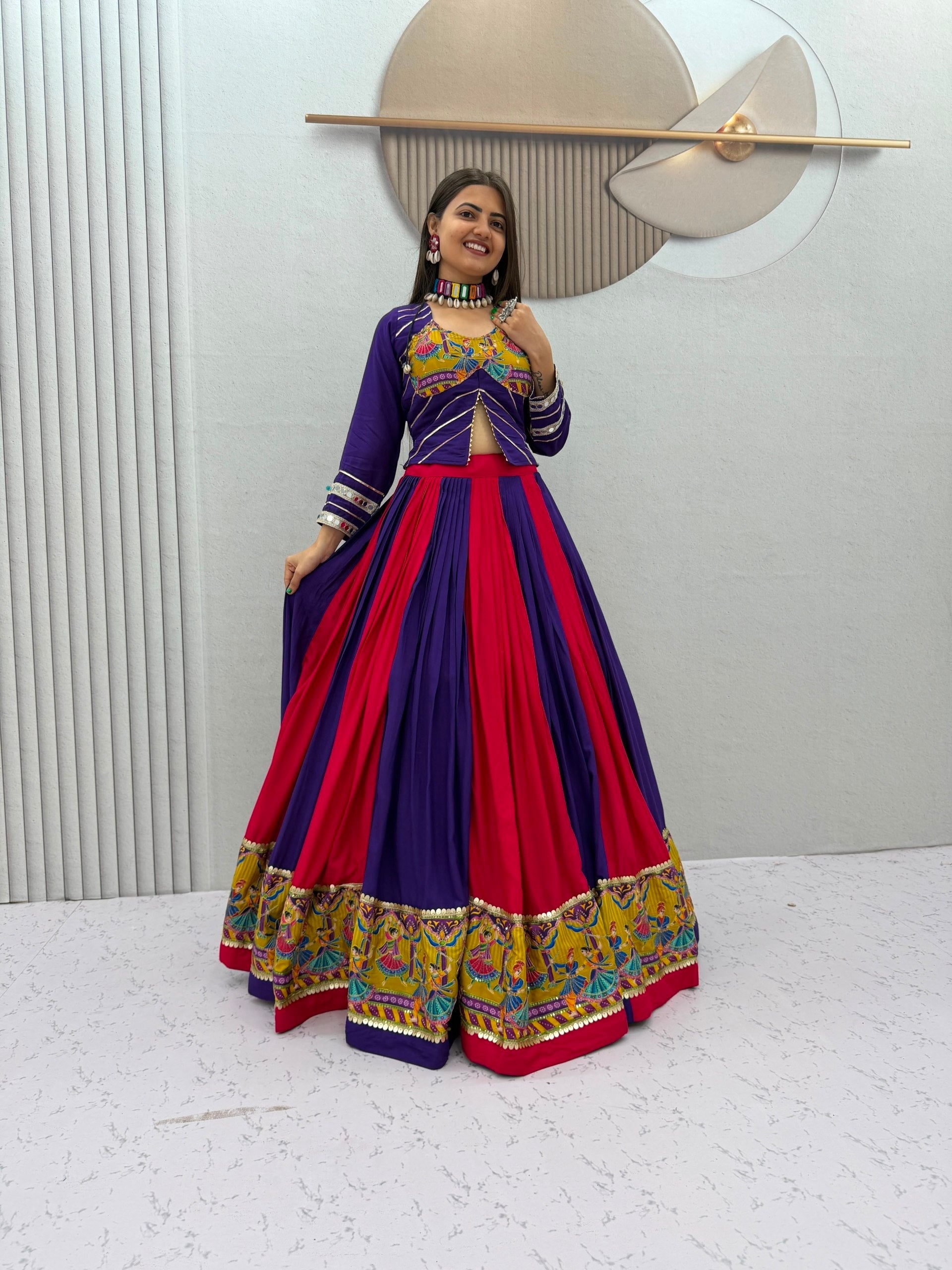 Samyukta Rion Cotton Mirror Work Lehenga Choli