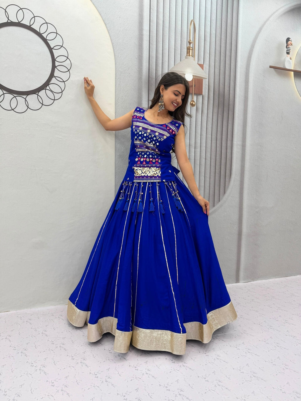 Arohi Pure Cotton Mirror Work Lehenga Choli