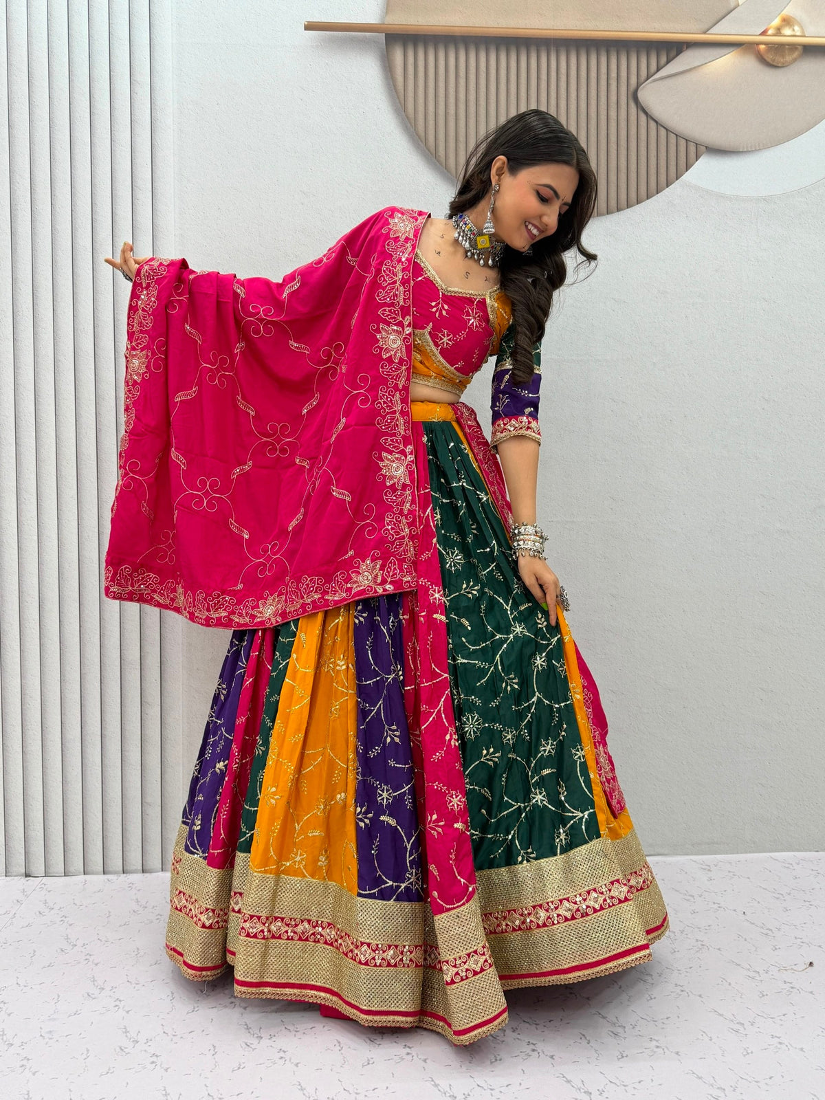 Tanirika Milky Silk Embroidery Lehenga Choli