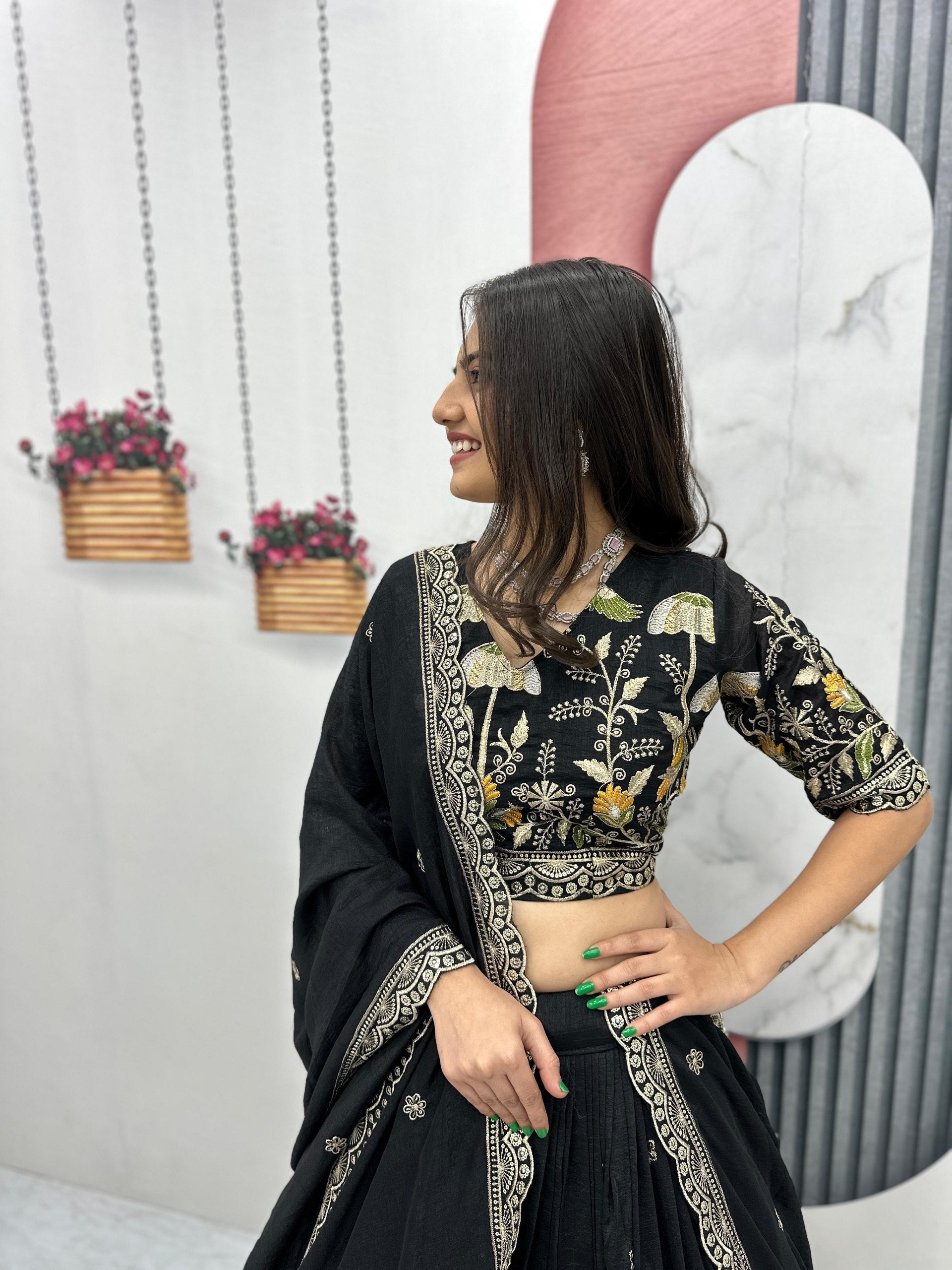 Prishaana Vichitra Silk Heavy Embroidery Lehenga Choli