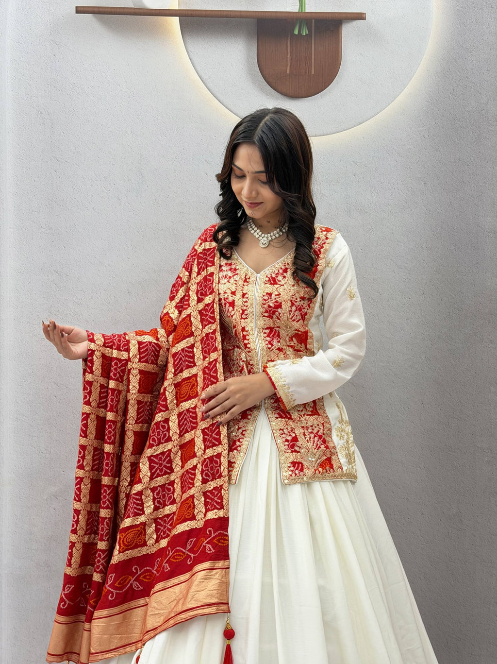 Saanjhvi Pure Chinon Silk Embroidery Lehenga Choli
