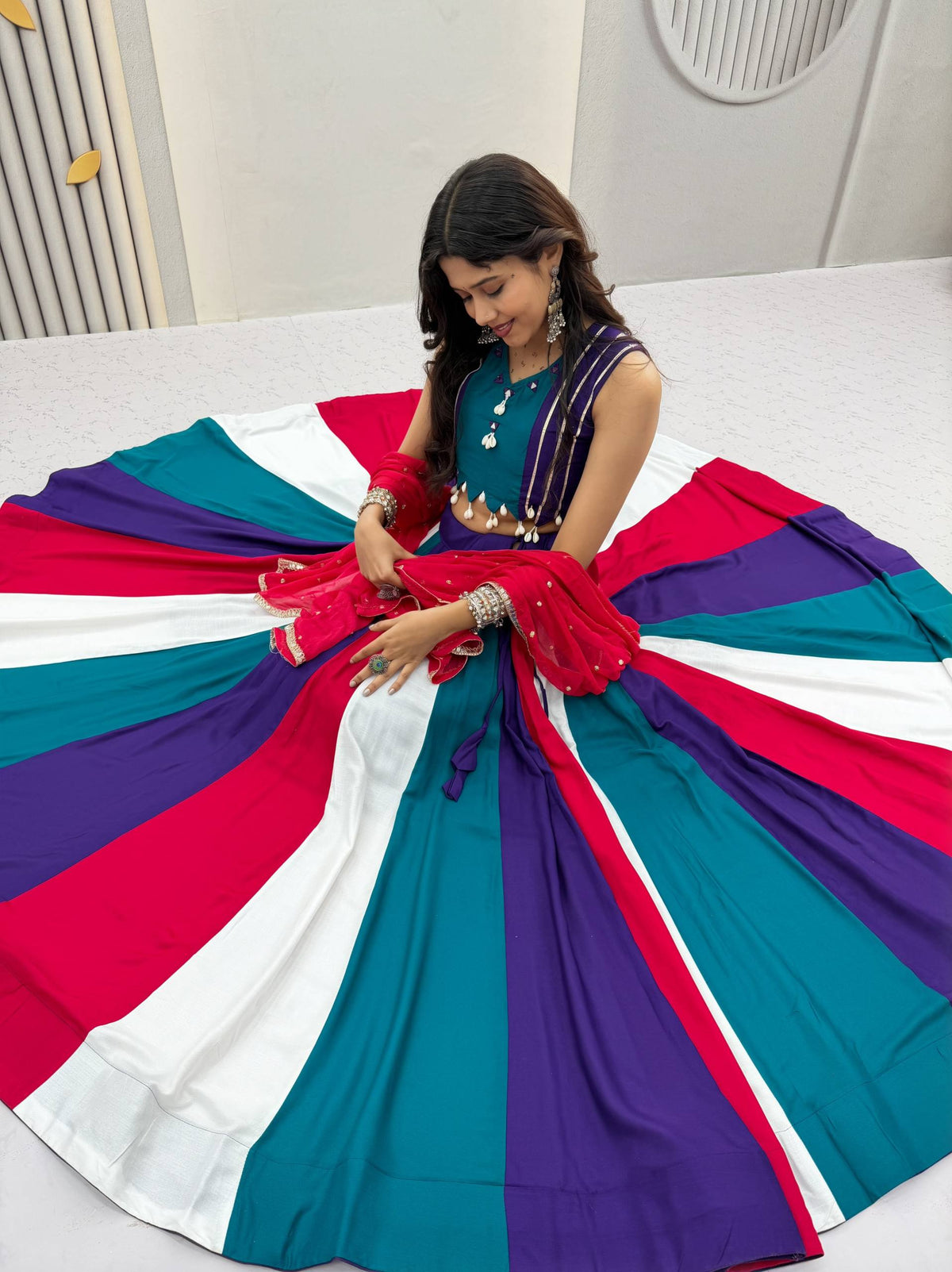 Aadhyani Pure Cotton Mirror Work Lehenga Choli