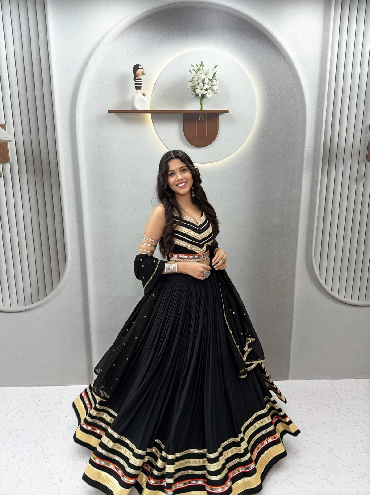 Nandini Pure Cotton Gamthi Mirror Lehenga Choli