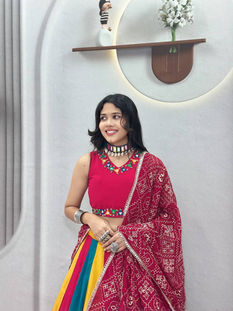 Trishala Pure Cotton Multicolour Kali Lehenga Choli