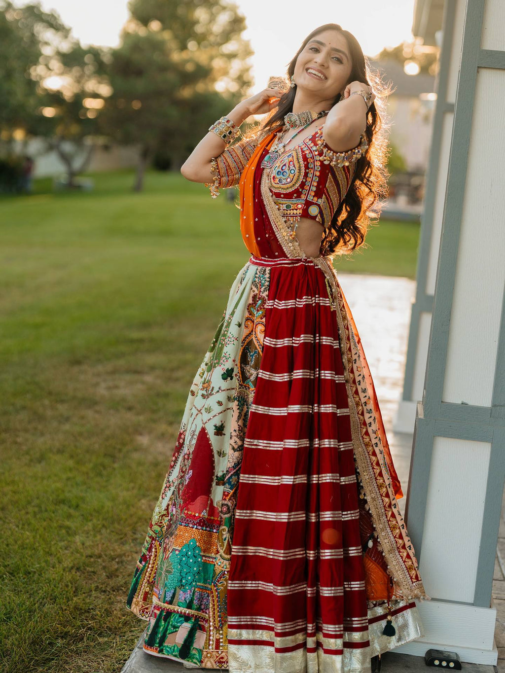 NAZISH MIRROR WORK LEHENGA CHOLI