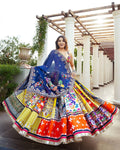 Yellow Peacock Printed Mirror Work Navratri Lehenga Choli