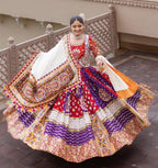 Multi Mirror Work Muslin Nvaratri Lehenga Choli