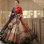 Black Color Digital Print with Mirror Work Designer Navratri Lehenga Choli