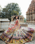 Off White Mirror Work Navratri Lehenga Choli